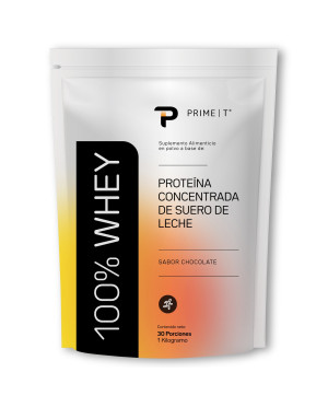 100% Whey Primetech 1 kg Chocolate frente
