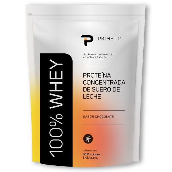 100% Whey Primetech 1 kg Chocolate frente